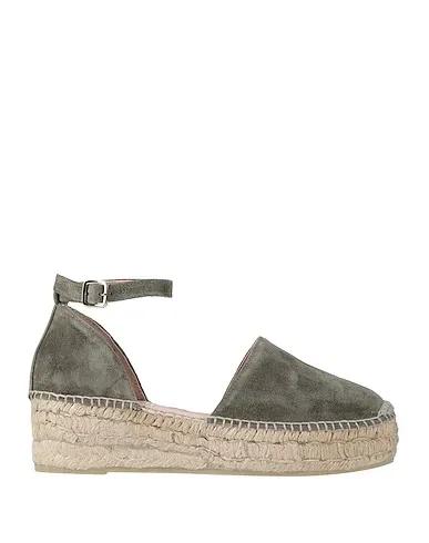 Military green Leather Espadrilles