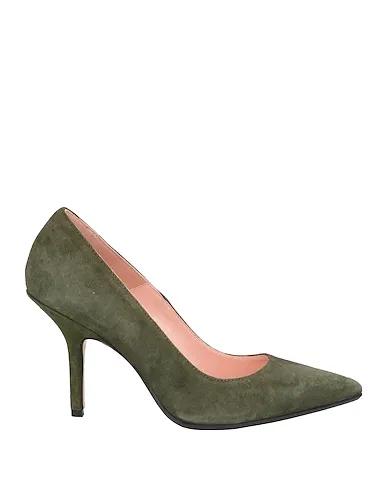 Military green Leather Pump