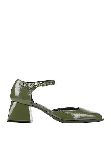 Military green Leather Pump
