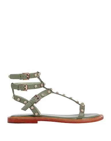 Military green Leather Sandals