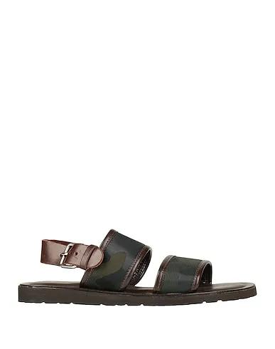 Military green Leather Sandals