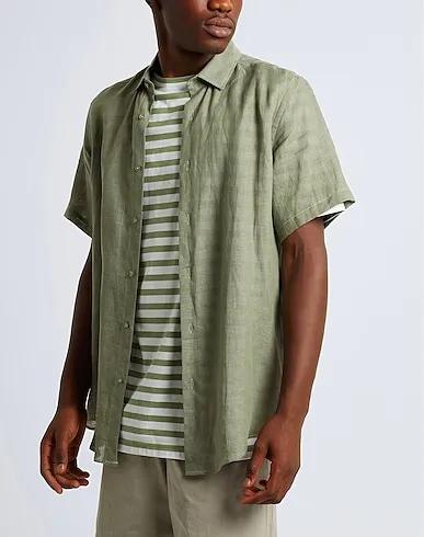 Military green Linen shirt LINEN S/SLEEVES REGULAR-FIT SHIRT
