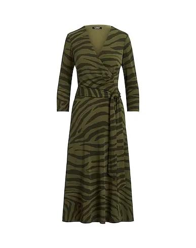 Military green Midi dress ZEBRA-PRINT SURPLICE JERSEY DRESS
