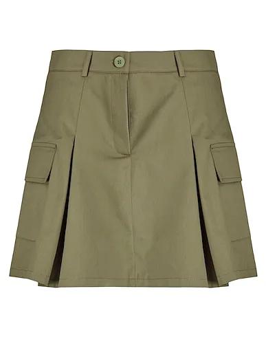 Military green Mini skirt COTTON PLEATED SKATER MINI SKIRT
