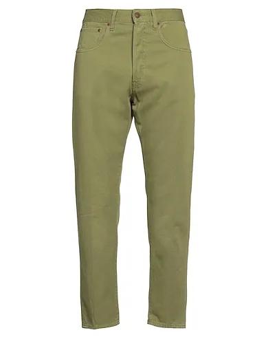 Military green Plain weave Denim pants