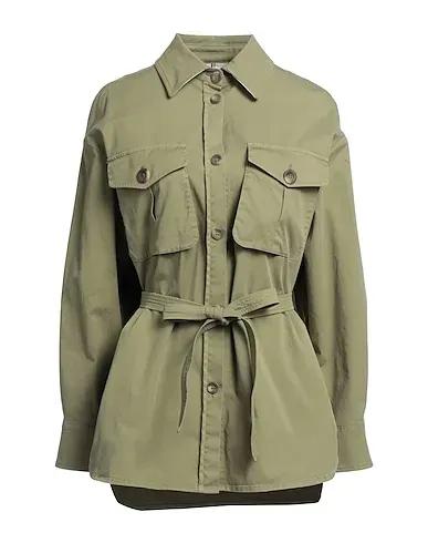 Military green Plain weave Full-length jacket