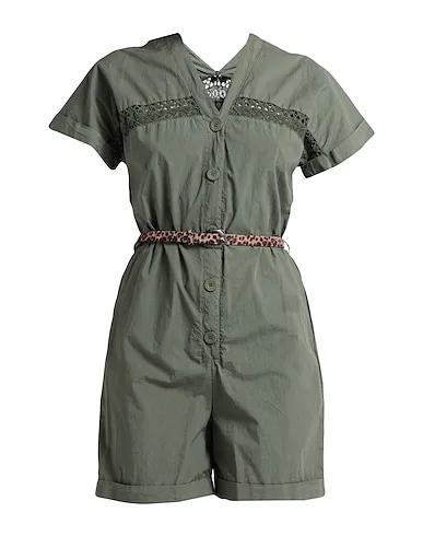 Military green Plain weave Jumpsuit/one piece