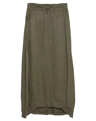 Military green Plain weave Maxi Skirts