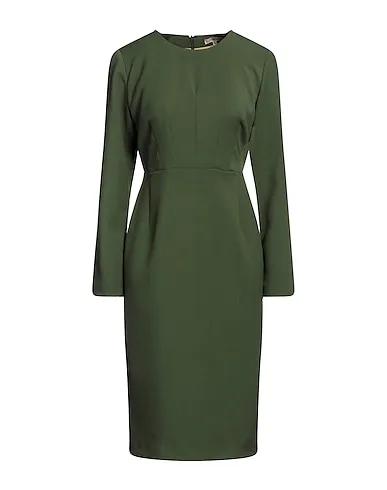 Military green Plain weave Midi dress