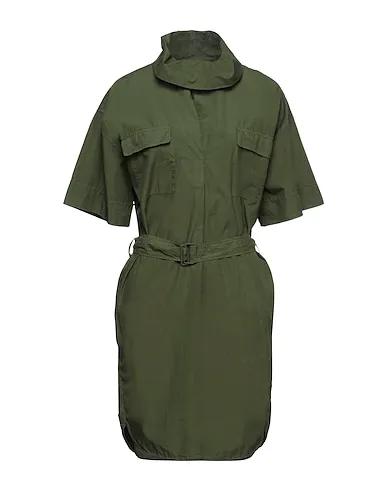 Military green Plain weave Office dress