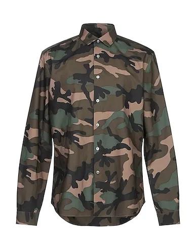 Military green Plain weave Patterned shirt