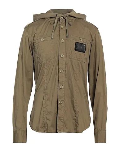 Military green Plain weave Solid color shirt