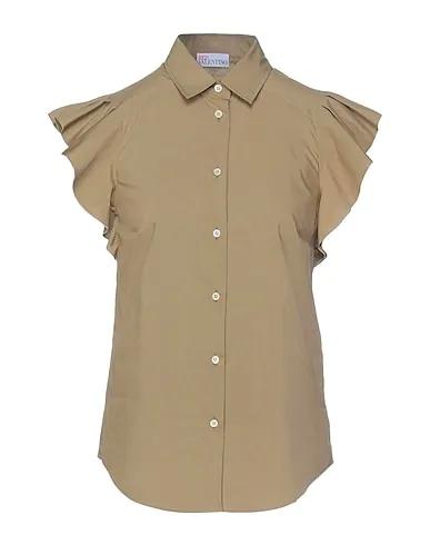 Military green Poplin Solid color shirts & blouses