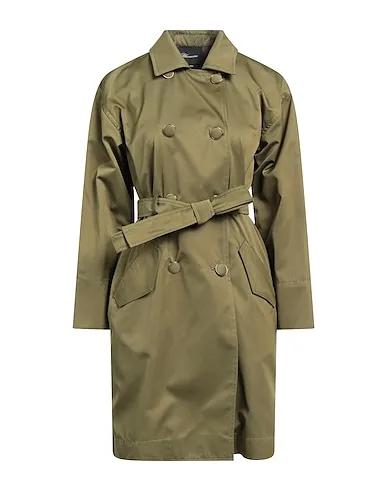 Military green Satin Double breasted pea coat