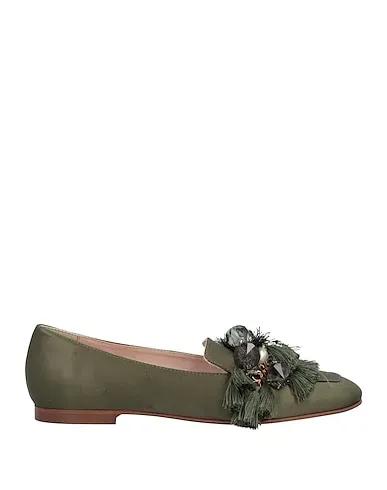 Military green Satin Loafers