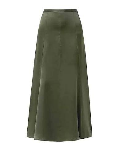 Military green Satin Maxi Skirts