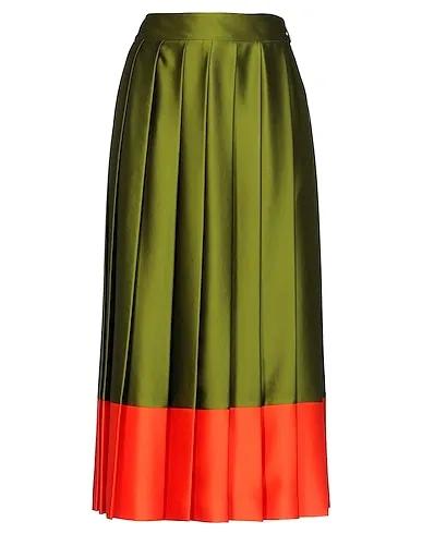 Military green Satin Midi skirt