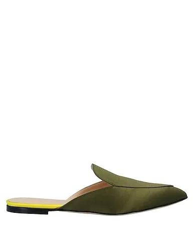 Military green Satin Mules and clogs