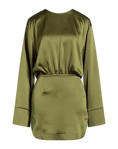 Military green Satin Short dress