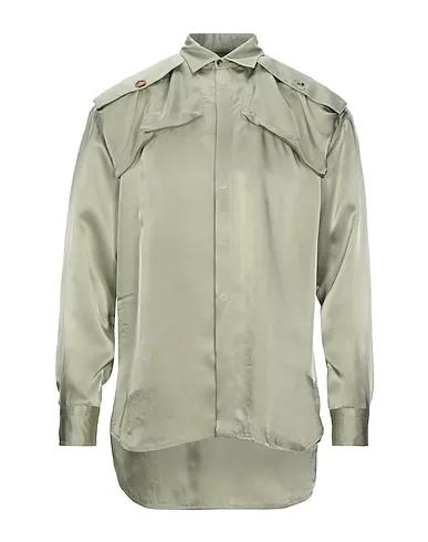Military green Satin Solid color shirt