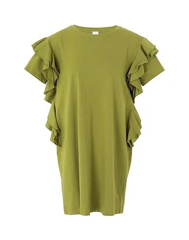 Military green Short dress ORGANIC COTTON RUFFLED SLEEVE SHORT DRESS
