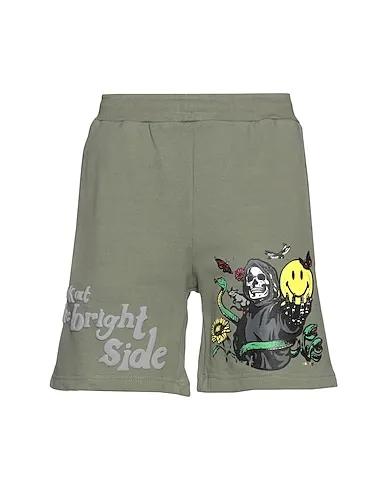 Military green Shorts & Bermuda SMILEY LOOK AT THE BRIGHT SIDE SWEATSHORTS