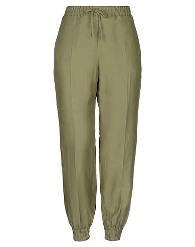 Military green Silk shantung Casual pants