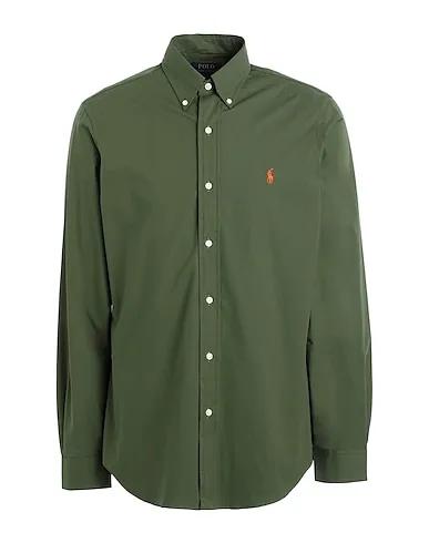 Military green Solid color shirt CUSTOM FIT STRETCH POPLIN SHIRT
