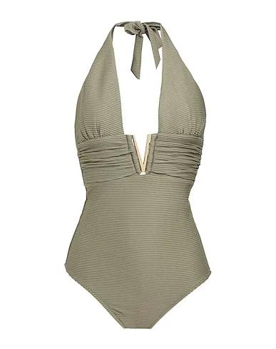 Military green Synthetic fabric One-piece swimsuits