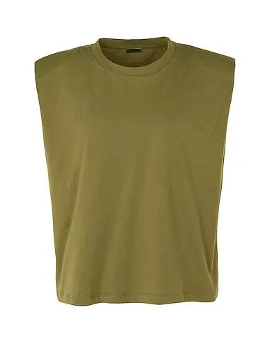 Military green T-shirt ORGANIC COTTON PADDED S/SLEEVE SHOULDER T-SHIRT
