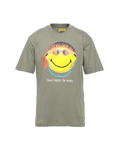 Military green T-shirt SMILEY DON'T HAPPY, BE WORRY T-SHIRT