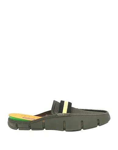 Military green Techno fabric Mules and clogs