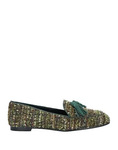 Military green Tweed Loafers