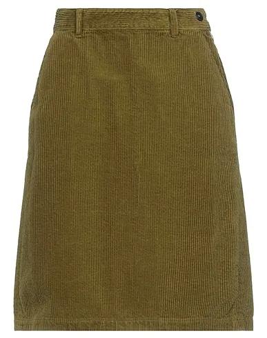 Military green Velvet Midi skirt
