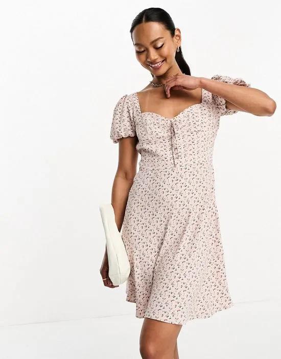 milkmaid mini dress in vintage ditsy