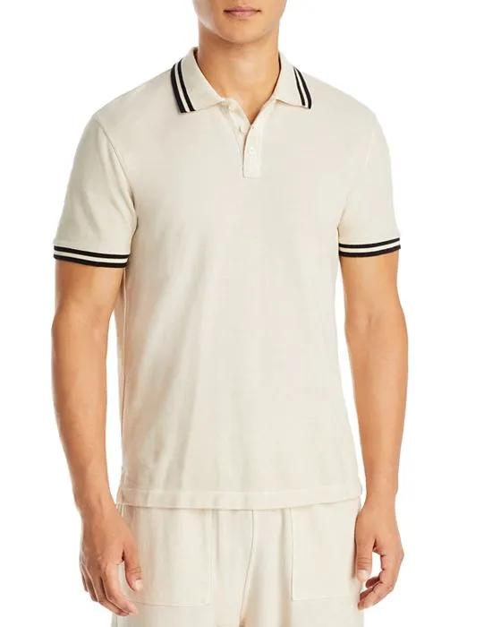 Mineral Wash Pique Double Striped Ringer Polo Shirt