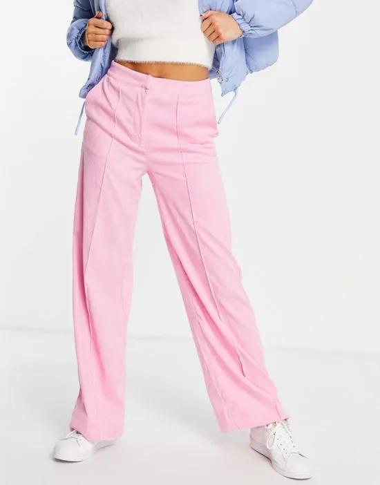 mini cord wide leg pants in pink - part of a set