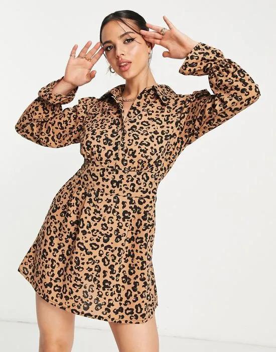 mini shirt dress in leopard