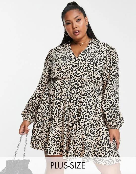 mini shirt dress in leopard print