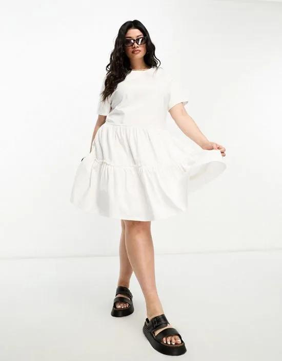 mini smock dress in white
