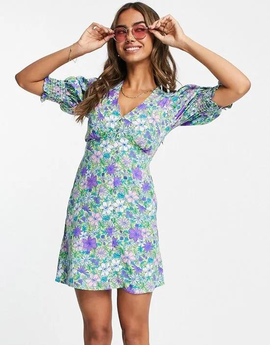 mini tea dress in bright floral print
