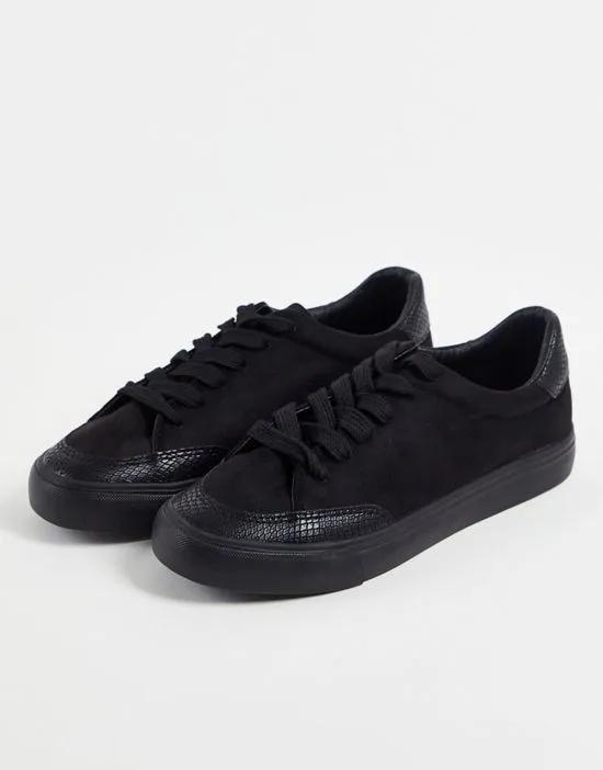 minimal lace up sneakers in black