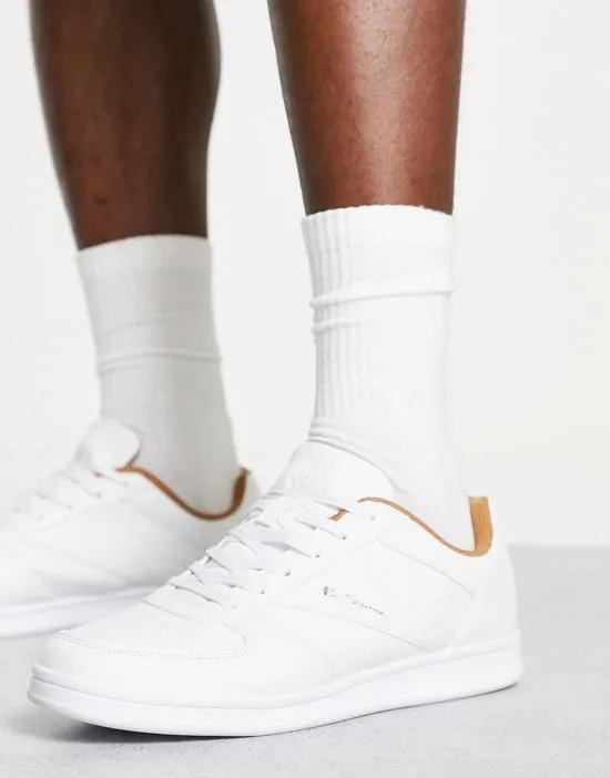 minimal lace up sneakers in white and beige