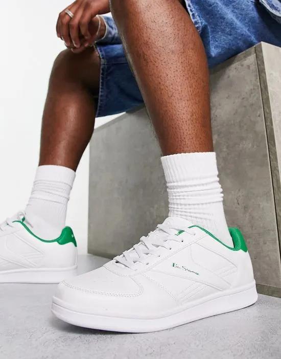 minimal lace up sneakers in white and green
