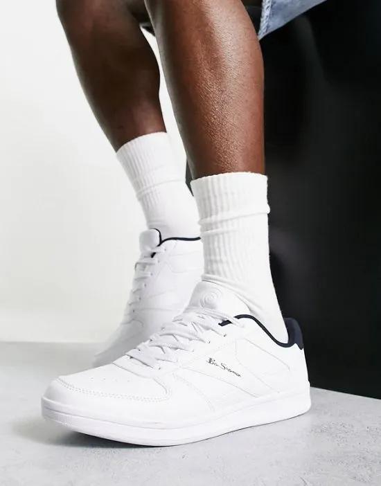 minimal lace up sneakers in white and navy