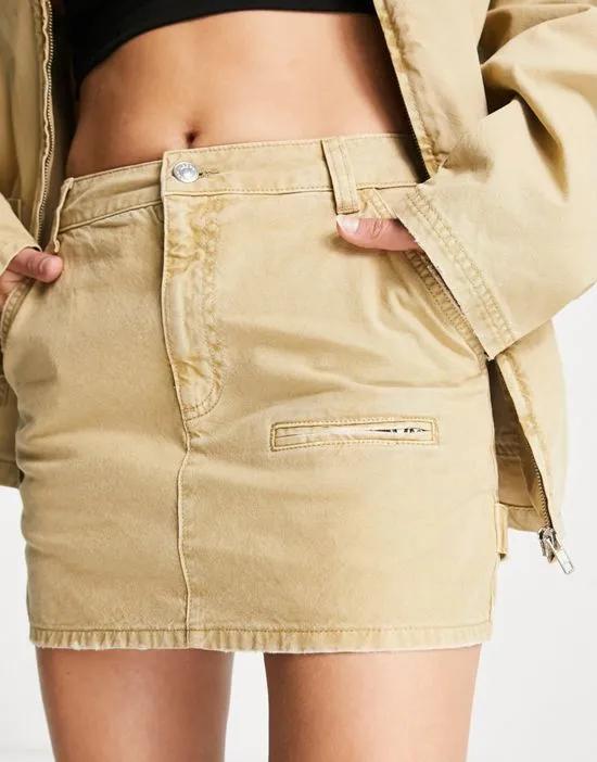 minimal utility mini skirt in sand - part of a set
