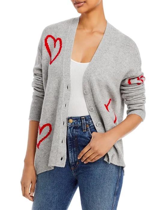 Mirka Hearts Cashmere Cardigan Sweater