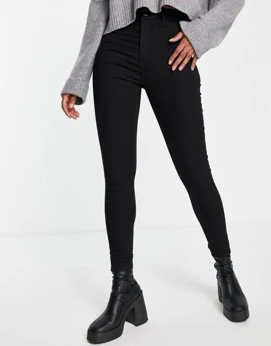 Miss Selfridge Steffi super high waist skinny jeans in black