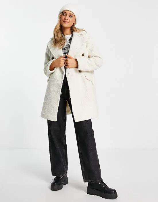 Miss Selfridge textured smart coat in cream