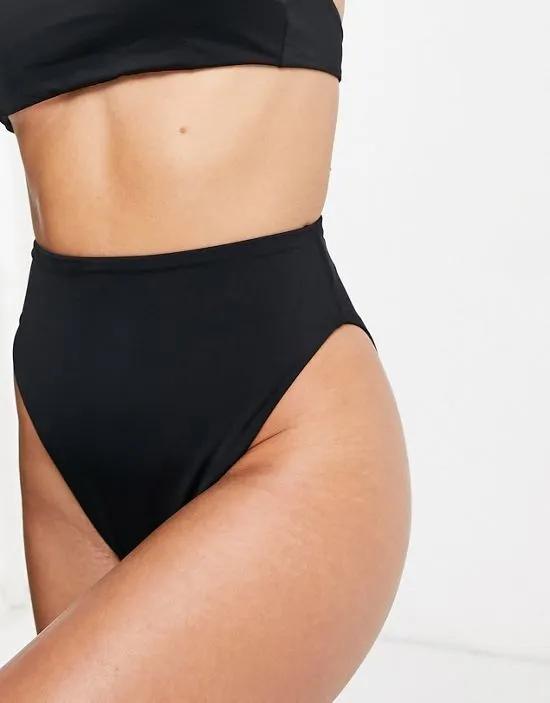 mix and match high leg high waist bikini bottom in black